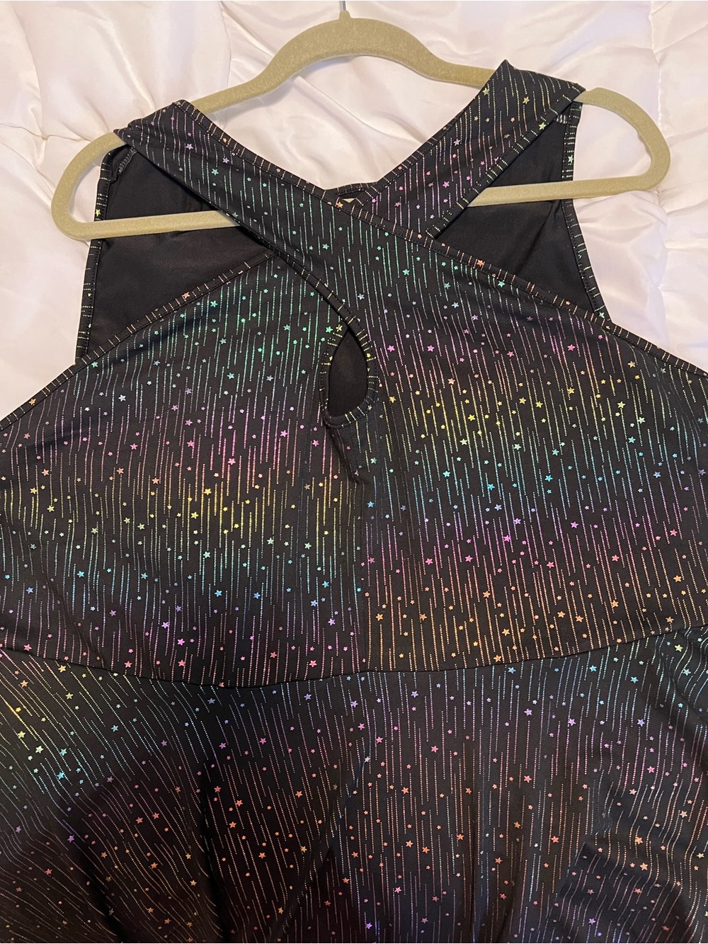 SHEIN Black Rainbow Dot Crossover Halter Front Print  Flowy Top (BN, no tags)